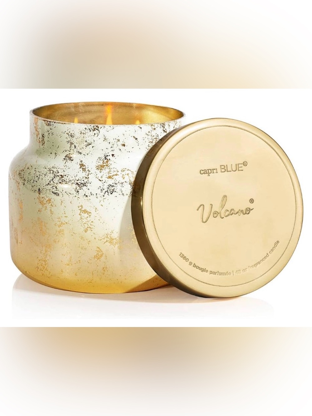 Capri Blue Glimmer Jar Candle - Gold & Cream Volcano Jumbo Signature Jar (48 oz)
